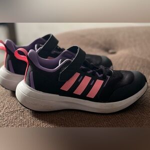 Adidas Kids' Black and Pink Cloudfoam Sneakers
